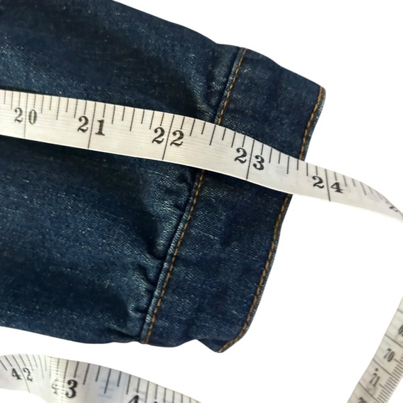 Miss Tina Tie Neck Zip Front Denim Jacket Size 8 - Picture 5 of 11